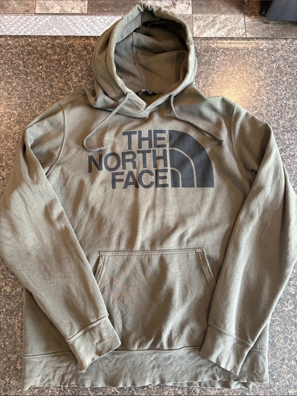 The North Face Men’s Large Olive Green Pullover Hoodie with Black Logo